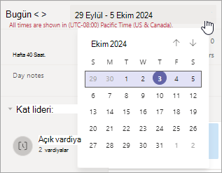 Vardiyalarınız görünümünde tarih aralığını değiştirin.