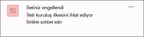 Kuruluş ilkesi nedeniyle bir ileti engellendiğinde oluşan bildirimin ekran görüntüsü