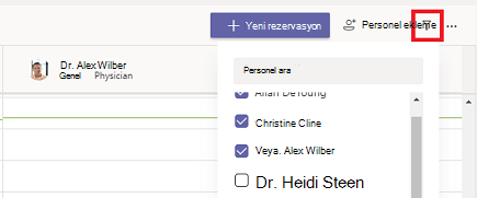 Rezervasyon takvimini filtreleme