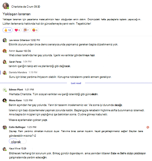 Kanal konuşmasının tam görünümü