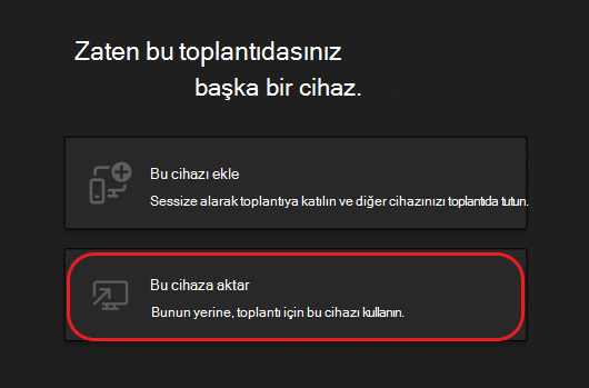 Bu cihazı eklemek veya bu cihaza aktarmak için düğmeler