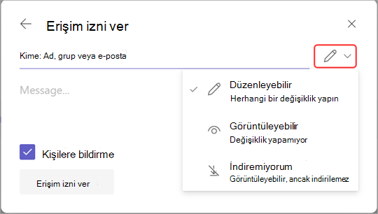 Kayıt erişimini yönetmek için düzenle simgesinin vurgulandığı resim.