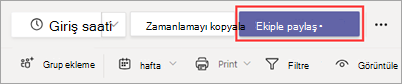 Vardiyalar'da Ekiple paylaş düğmesi