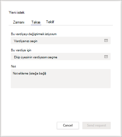 Vardiyalar'da bir vardiyayı ekip arkadaşıyla değiştirin.