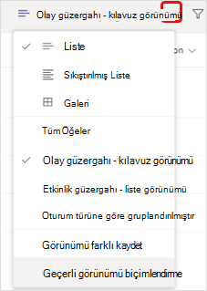 Görünüm seçenekleri menüsünü değiştir