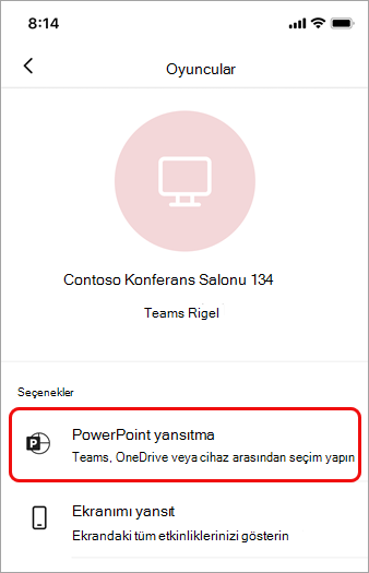 PowerPoint Yansıt'a dokunun