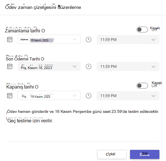 zaman çizelgesi