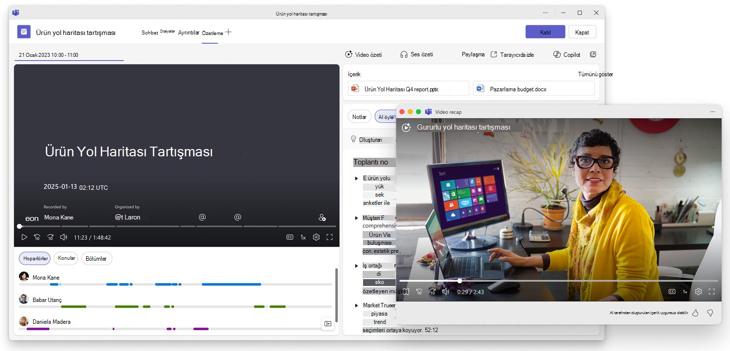 Teams'de video özeti