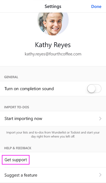 Tap Get Support