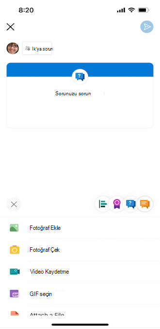 Bir iOS akıllı telefonda Yammer sorusu