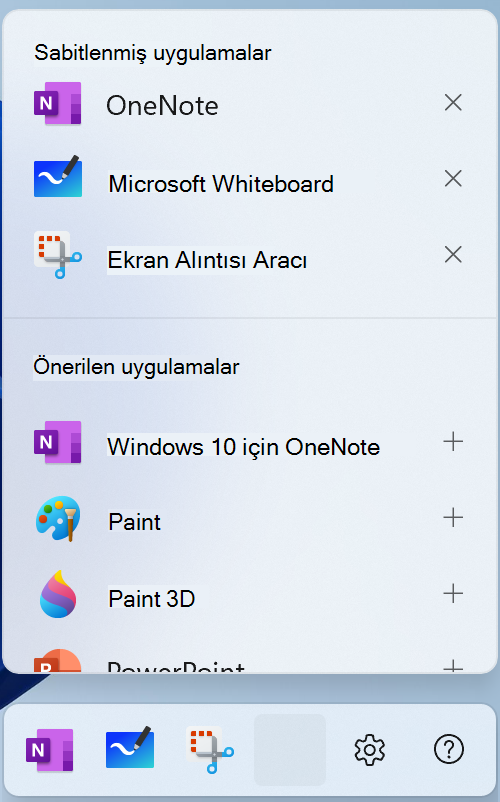 Windows 11'da düzenleme kalemi menüsünün ekran görüntüsü.