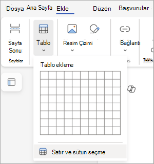 Satır ve sütunları seçme