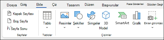 Word'de öğe ekleme