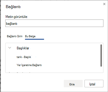 Bağlantı seçim paneli