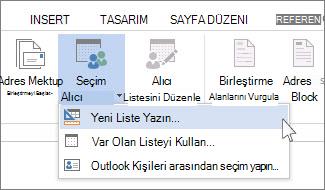 Yeni Liste Yaz komutu
