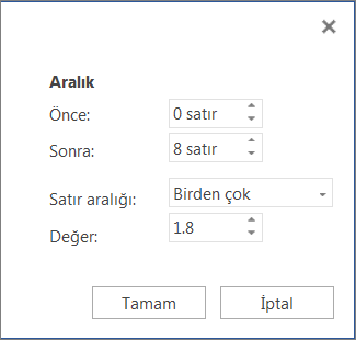Paragraf iletişim kutusu