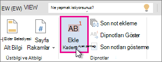 Word Online’da dip not ekleme