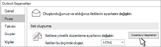 Düzenleyici seçenekleri düğmesi