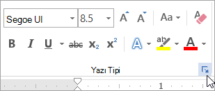 Yazı Tipi iletişim kutusu başlatıcısını tıklatma