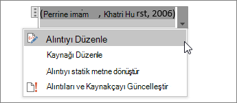 Alıntı Seçenekleri’ni ve ardından Alıntıyı Düzenle’yi seçin.