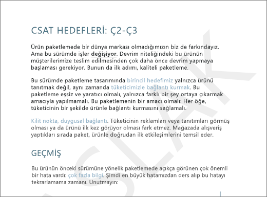 Metin içeren bir sayfada TASLAK filigranı örneği