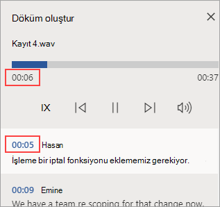 Oynatılan bölüm vurgulanmıştır