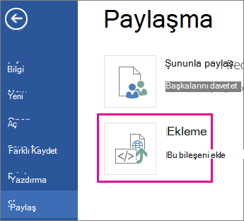 Word belgesinin ekleme kodunu alma
