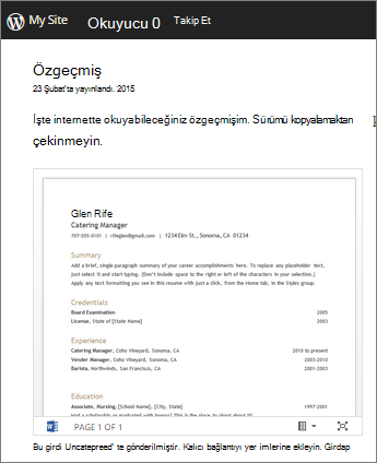 Blog iletisine eklenen Word belgesi