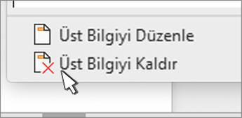 Üst bilgiyi kaldır düğmesi