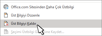 Üst bilgiyi kaldır düğmesi
