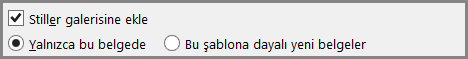 Word Stil Galerisine Ekle
