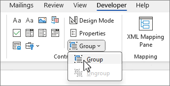 Grup denetim menüsü