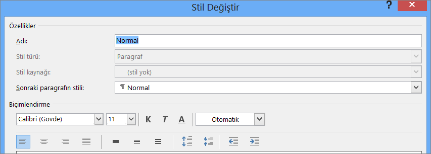 Word Stil Biçimini Değiştir