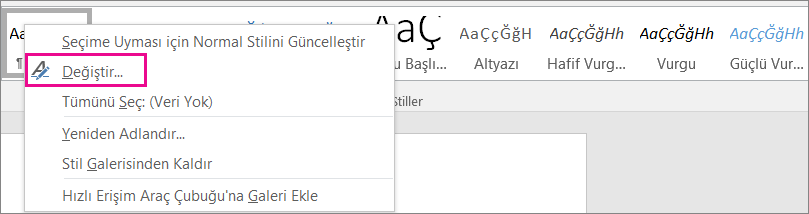 Word Stili Değiştir