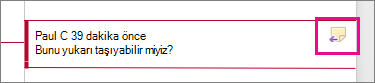 Açıklamayı Yanıtla simgesi vurgulanmış