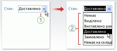 Використання поля зі списком (розкривного списку)