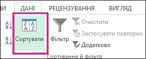 Кнопка ''Сортування''