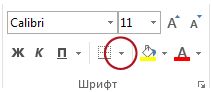 Кнопка «Межі» у групі «Шрифти»