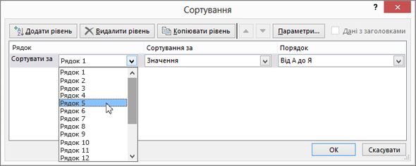 Виберіть рядок, який потрібно відсортувати
