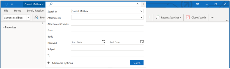Використання розширеного пошуку в Outlook
