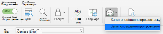 Select Request Receipts on the Options ribbon