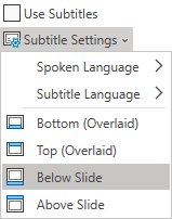 Параметри субтитрів і підписів на класичній стрічці в PowerPoint Online