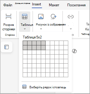 Вставлення таблиці