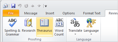 Outlook Ribbon Thesaurus Icon