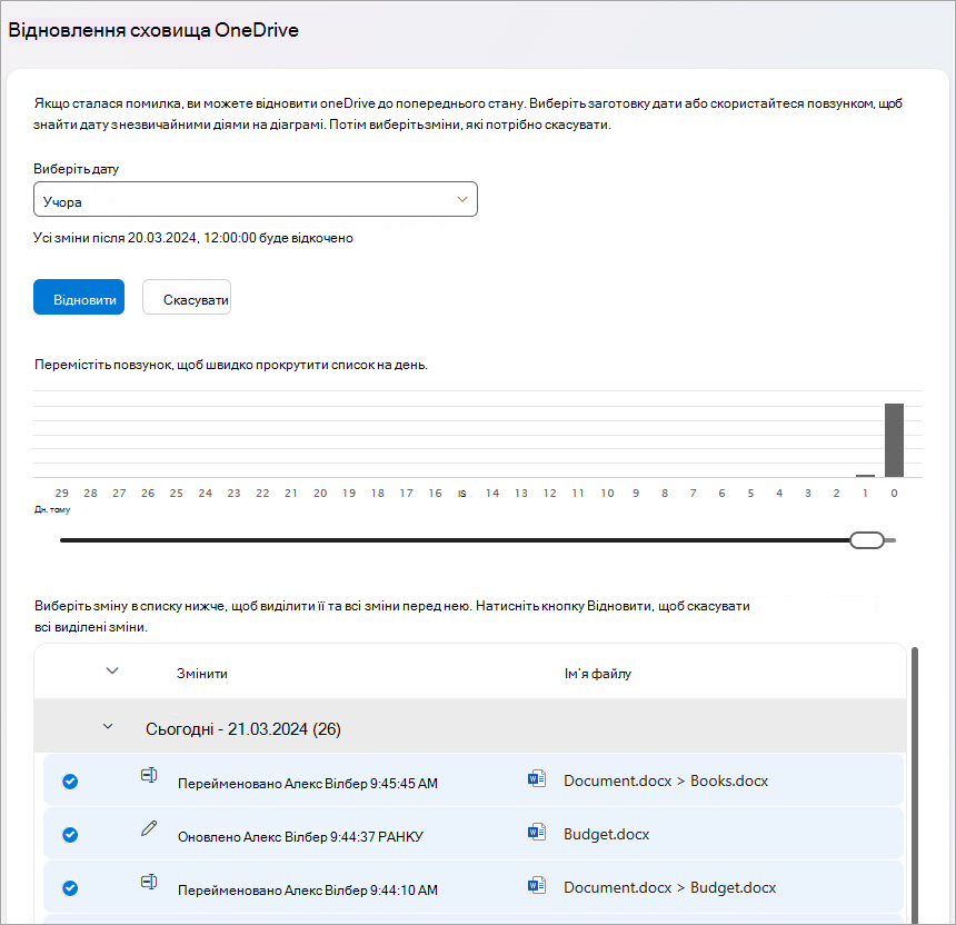 Відновіть дії з файлами OneDrive.