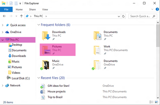 Вікно Файловий провідник Windows високого рівня з виділеною папкою 
