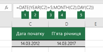 Обчислення дати на основі іншої дати