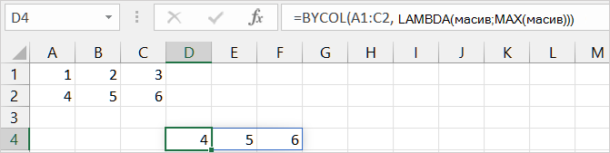 First BYCOL function example
