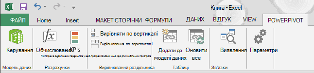 Вкладка PowerPivot на стрічці