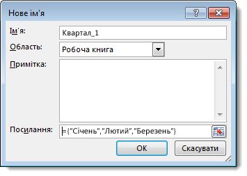 Діалогове вікно «Нове ім'я»